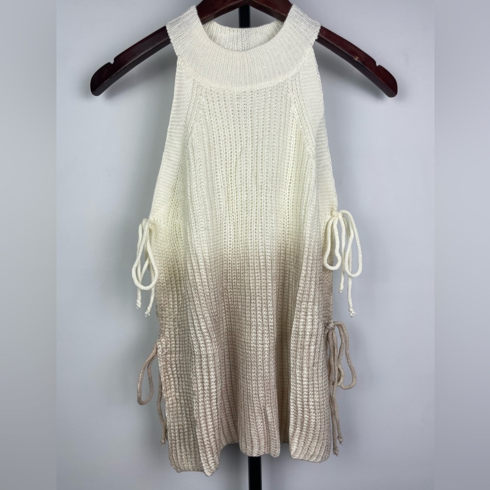 Amaryllis White Tan Dip Dyed Sandpiper Coastal Ombré Knit Tank Top Size XS - Picture 4 of 8